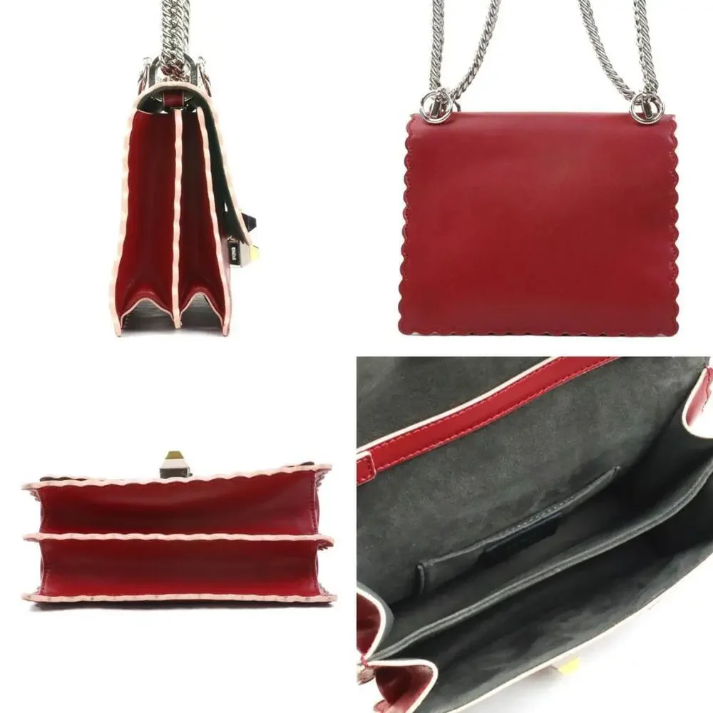 FENDI Red Leather Shoulder Bag
